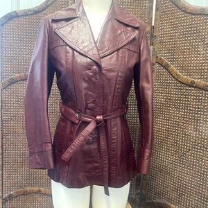 Vintage aigner leather coat etienne aigner size 10 oxblood retro